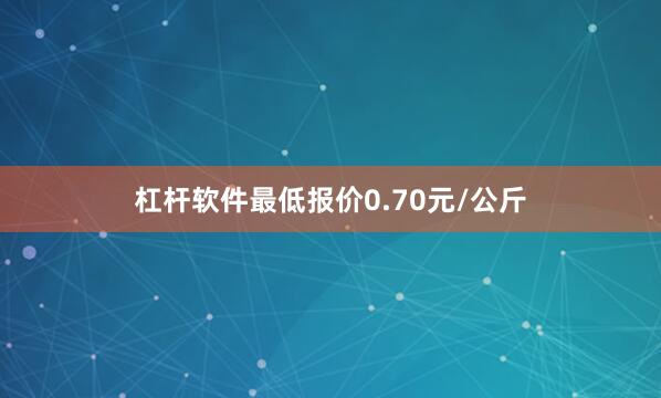 杠杆软件最低报价0.70元/公斤
